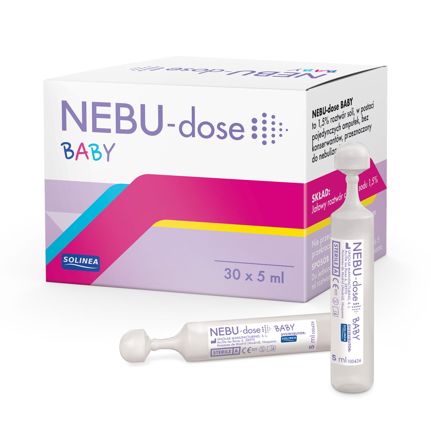 Solutie salina solinea nebu-dose baby concentratie 1.5 %, 30 monodoze x 5 ml, pentru bebelusi si copii