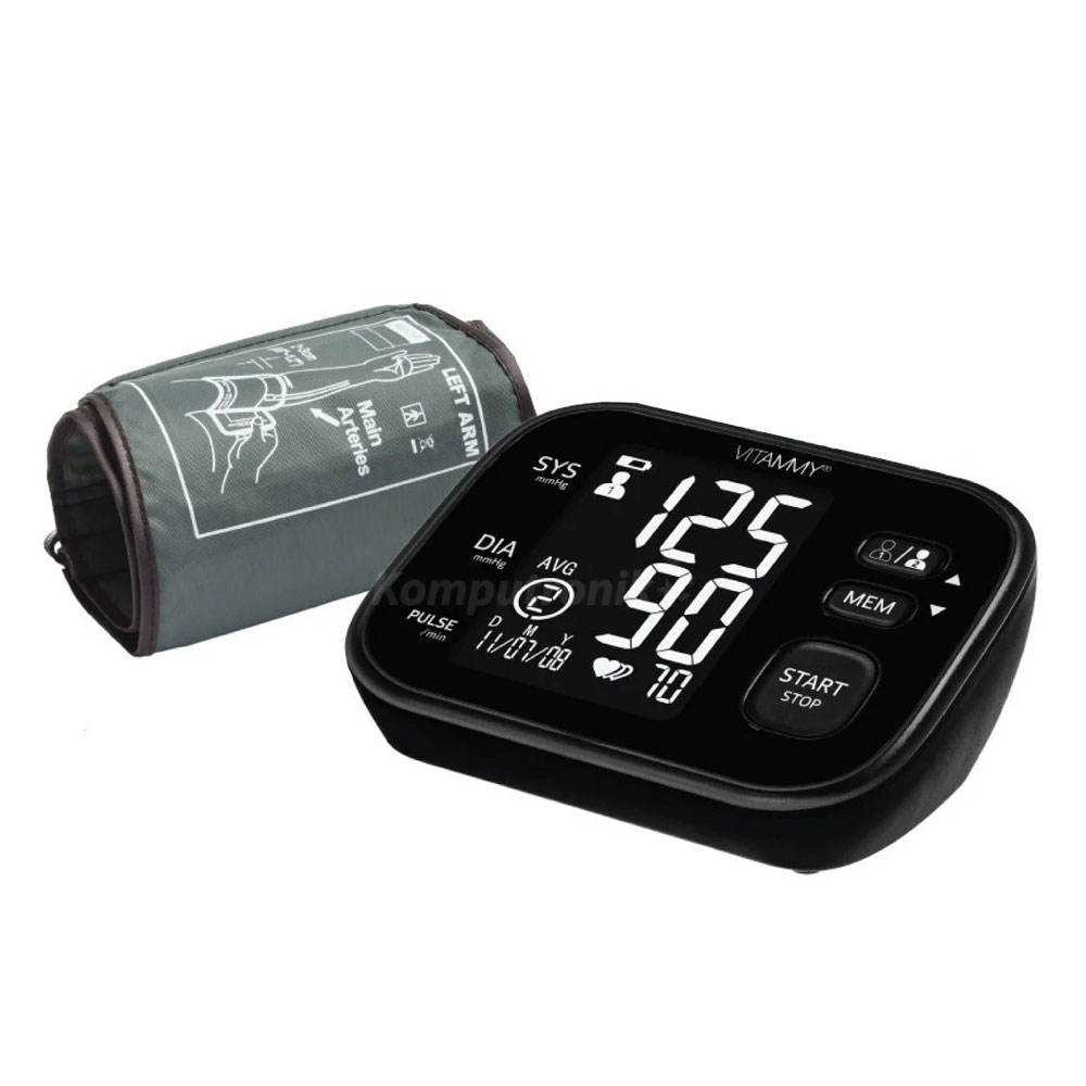 Tensiometru electronic de brat vitammy super cosmo, manseta 22-42 cm, negru-alb