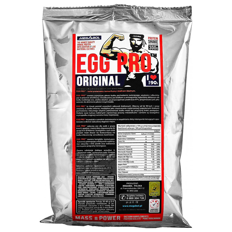 Supliment de proteine 92% Megabol EGG PRO 300 gr, din albumina de ou plus vitamine