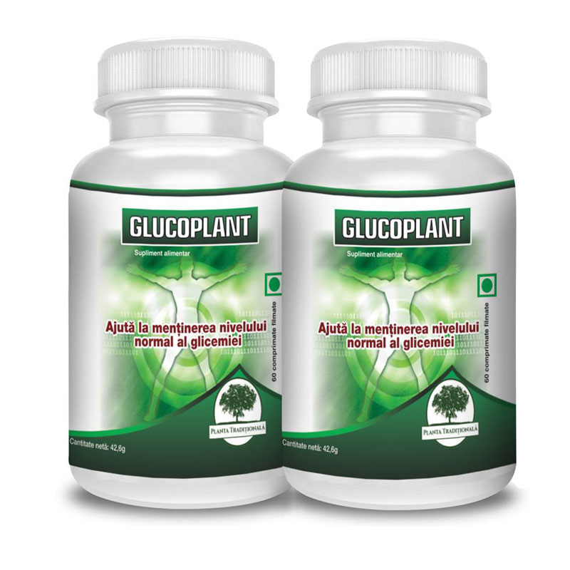 Glucoplant supliment nutritiv adjuvant in remediu diabetului, 2 x 60 comprimate