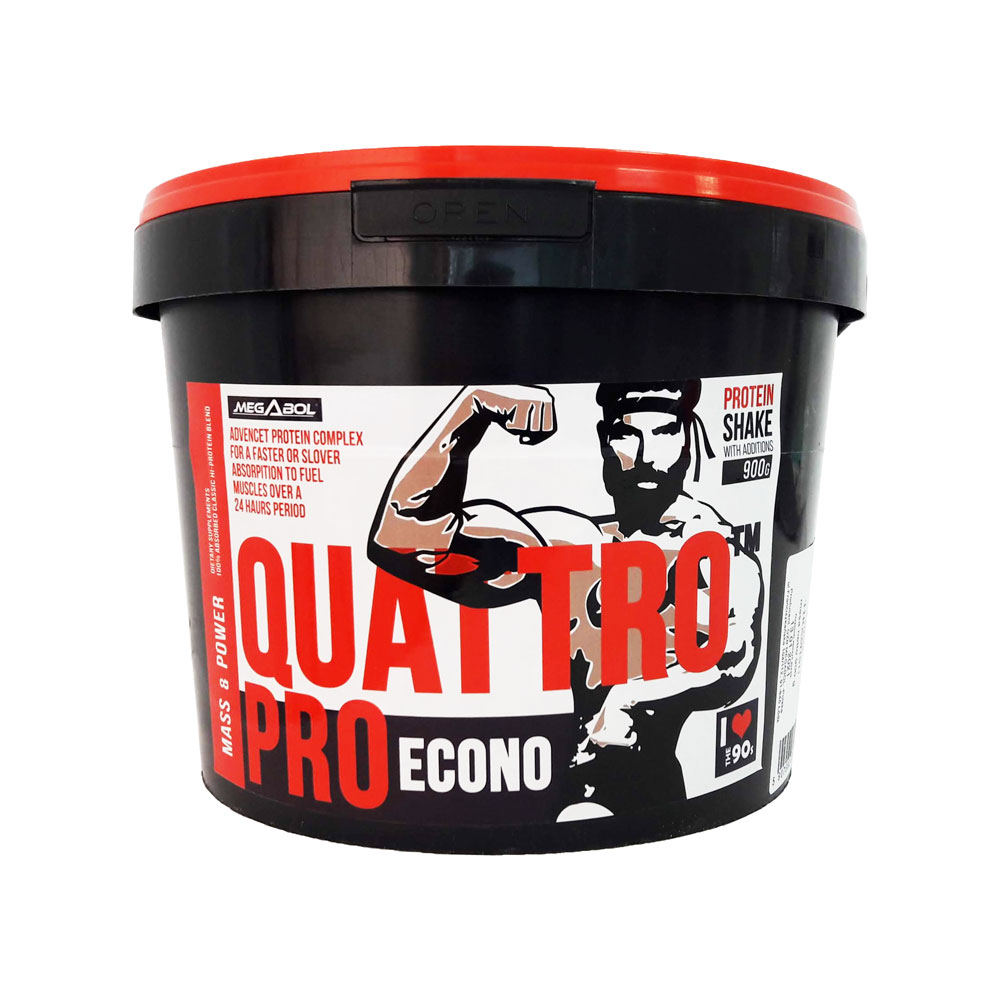 Supliment de proteine megabol quattro pro econo 900g, pentru cresterea masei musculare