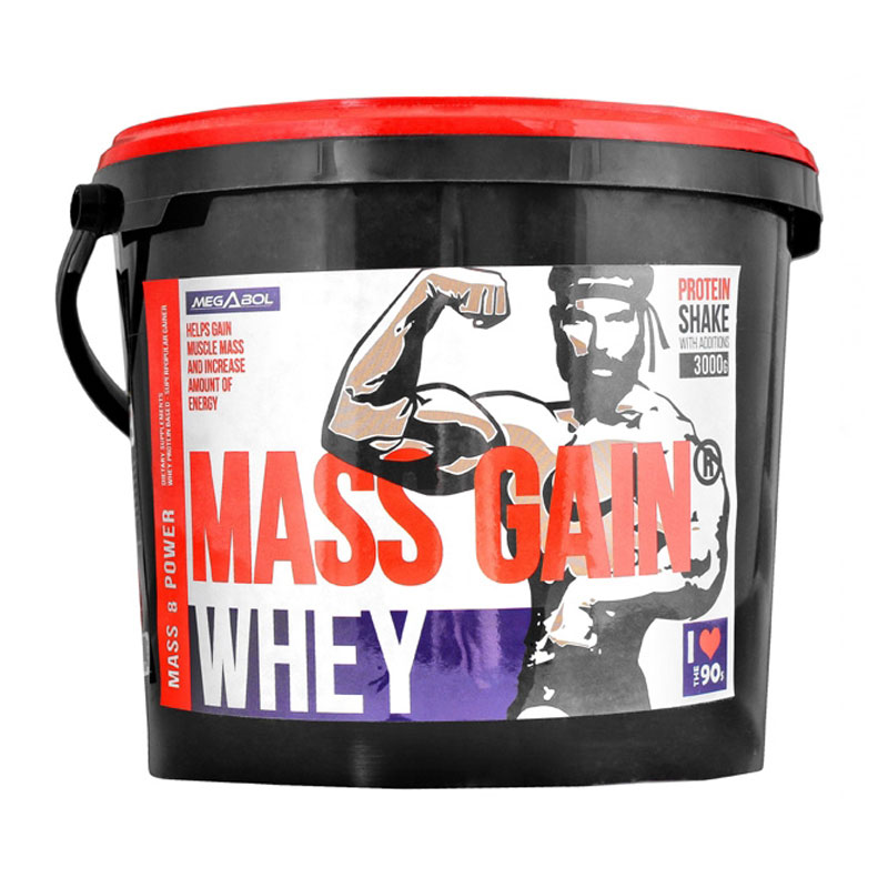 Supliment gainer de proteine megabol whey mass gain 3000 g, proteine din zer si din germeni de grau