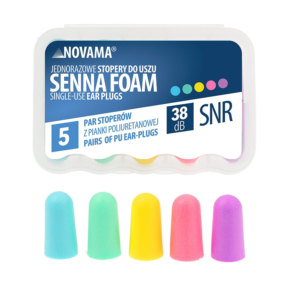 Set 5 perechi dopuri de urechi Novama Senna Foam, pentru reducerea zgomotului, confortabil, eficient, Multicolor