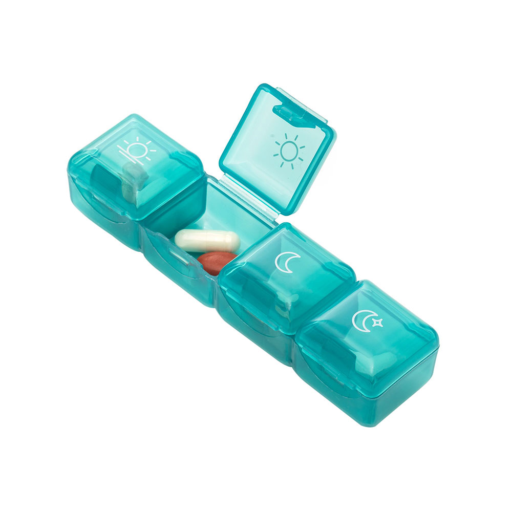 Organizator pentru medicamente Vitammy Pilla 1 x 4, cu 4 compartimente, design compact si portabil