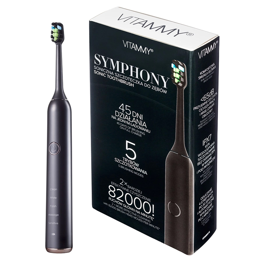 Periuta de dinti electrica vitammy symphony, 82000 vibratii/min, 5 moduri de periaj, b9071af-ce negru