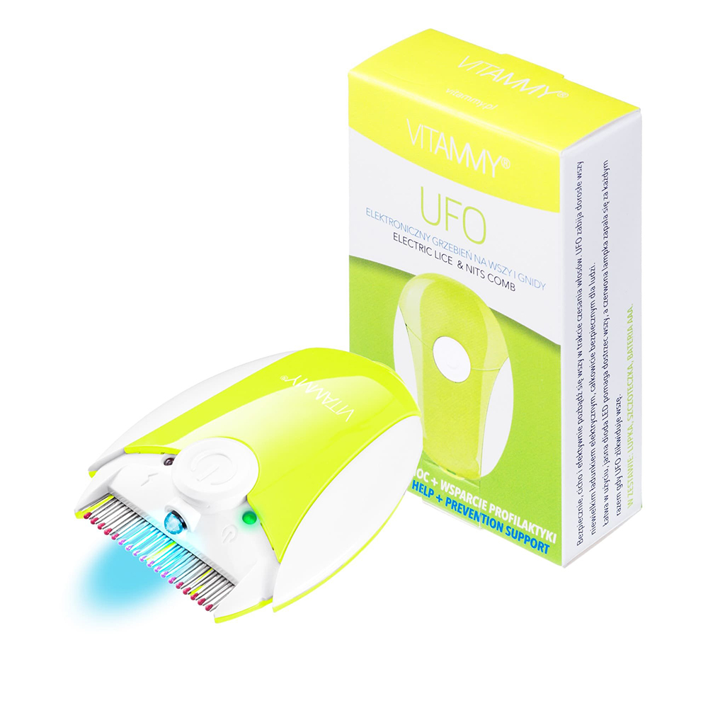 Pieptene electric cu led vitammy ufo, exterminator de paduchi, galben
