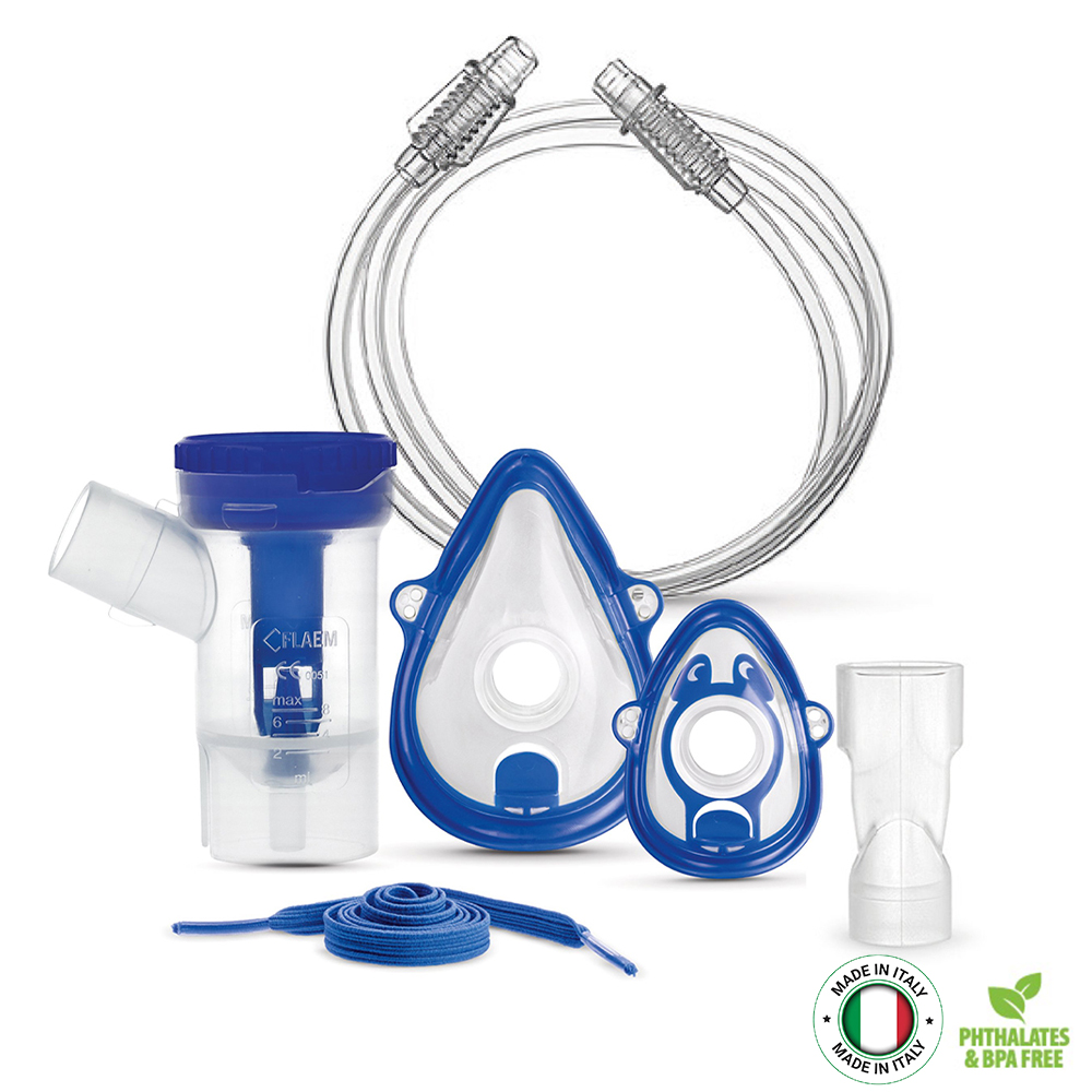 Kit accesorii flaem rf8 full pentru aparate de aerosoli, masca copii si adulti, pahar de nebulizare, piesa bucala, furtun