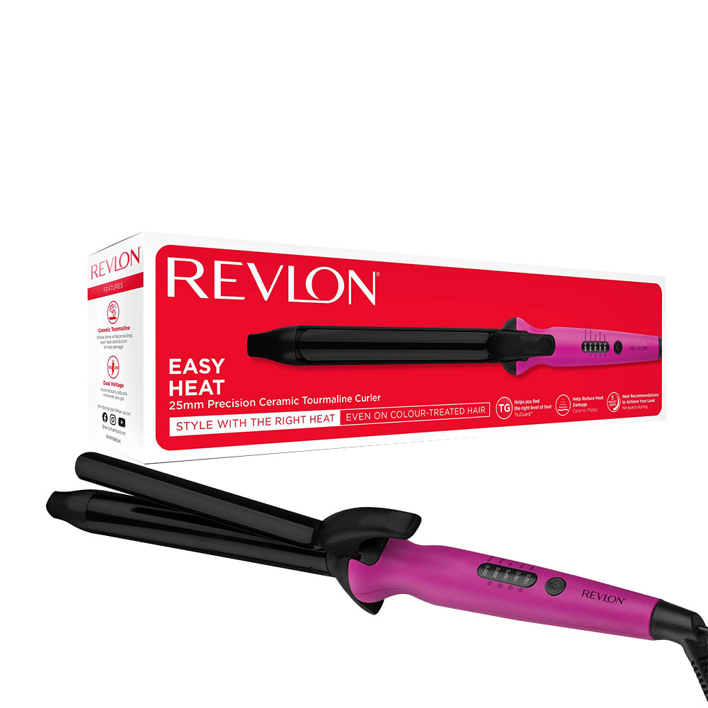 Ondulator de par Revlon Easy Heat RVIR1196E, tambur de 25 mm diametru si 160 mm lungime, 5 trepte de temperatura cu ghidaj inteligent TruGuard, tehnologie cu turmalina ceramica