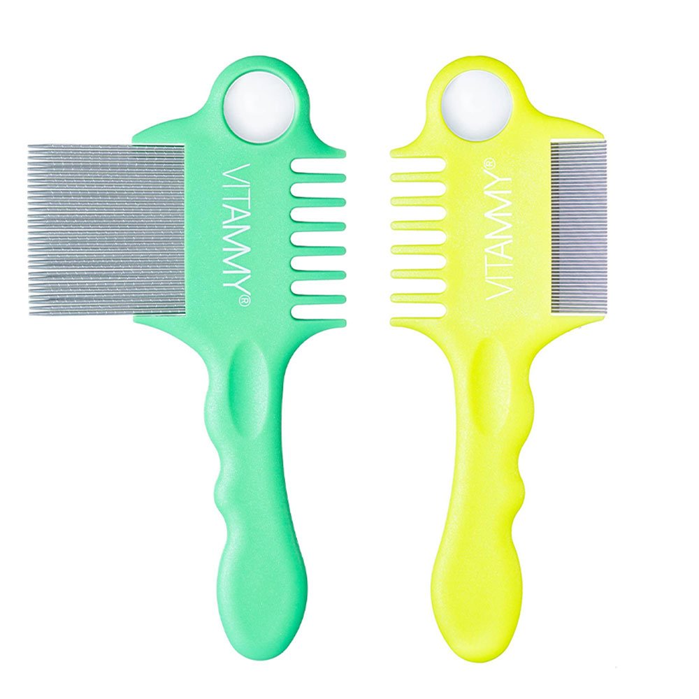 Set 2 piepteni vitammy fino, pentru indepartarea paduchilor, galben/ verde