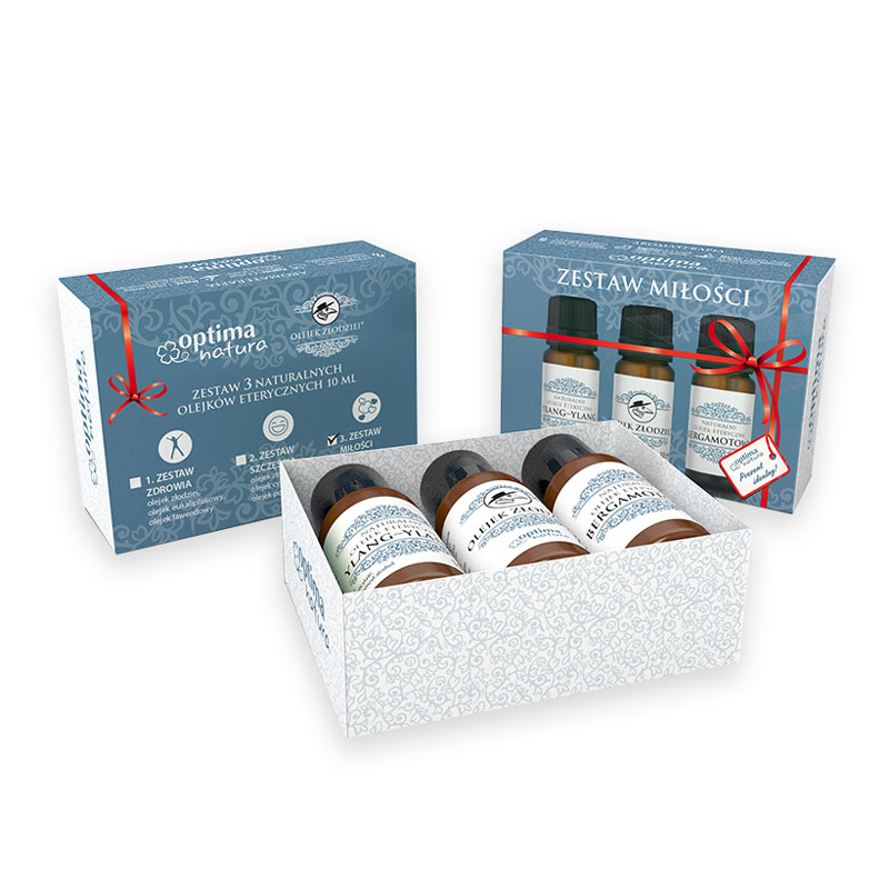 Set uleiuri esentiale love, optima natura, 3 buc x 10 ml, pentru relaxare si stare generala de bine