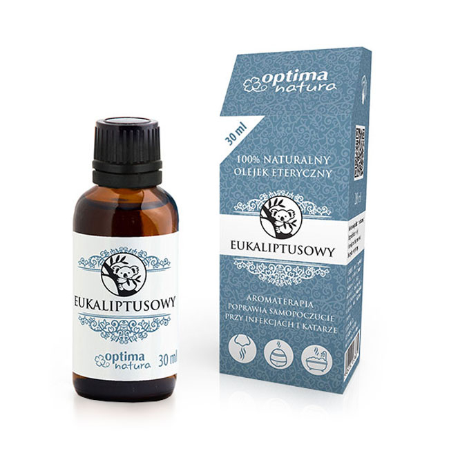 Ulei esential de eucalipt, optima natura, 30 ml, pentru raceala, tuse si inflamatii ale pielii