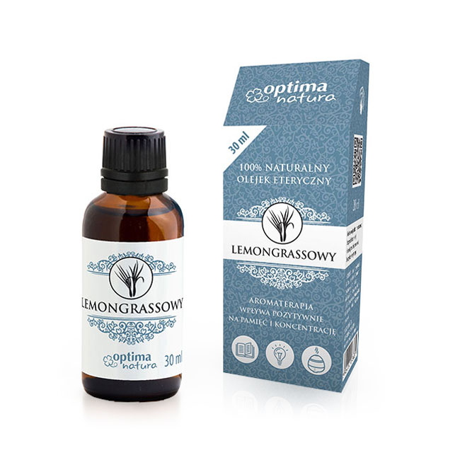 Ulei esential de lemongrass, optima natura, 30 ml, pentru dureri musculare, depresie, memorie