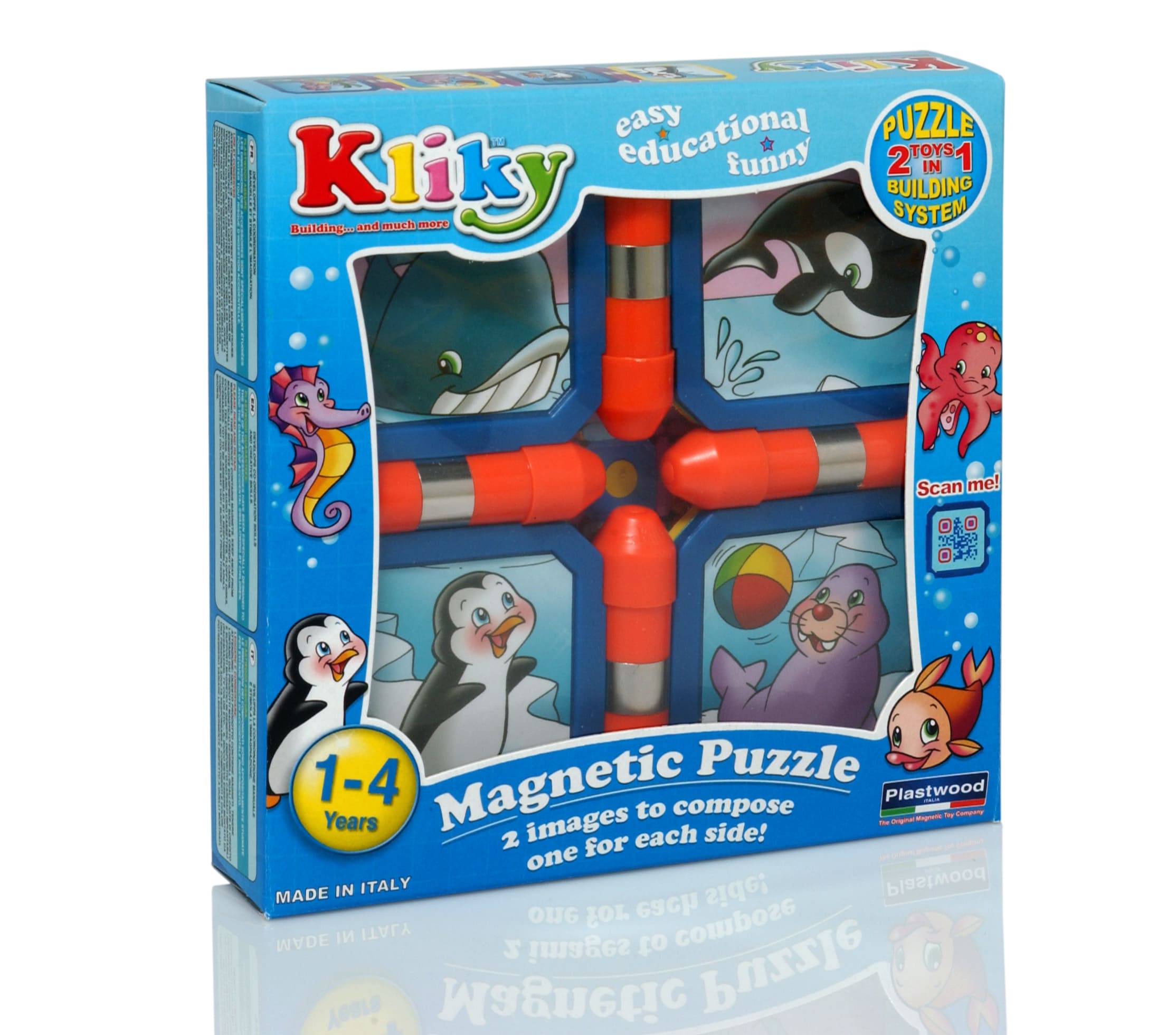 Puzzle constructie magnetic animale Marine Kliky Supermag