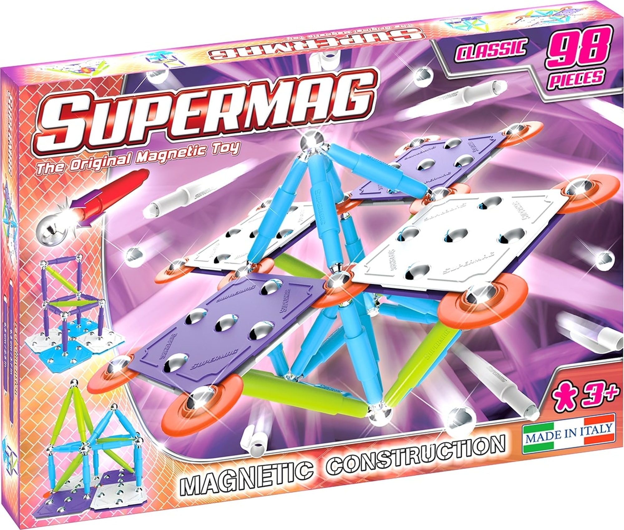 Set constructie magnetic 98 piese classic trendy supermag