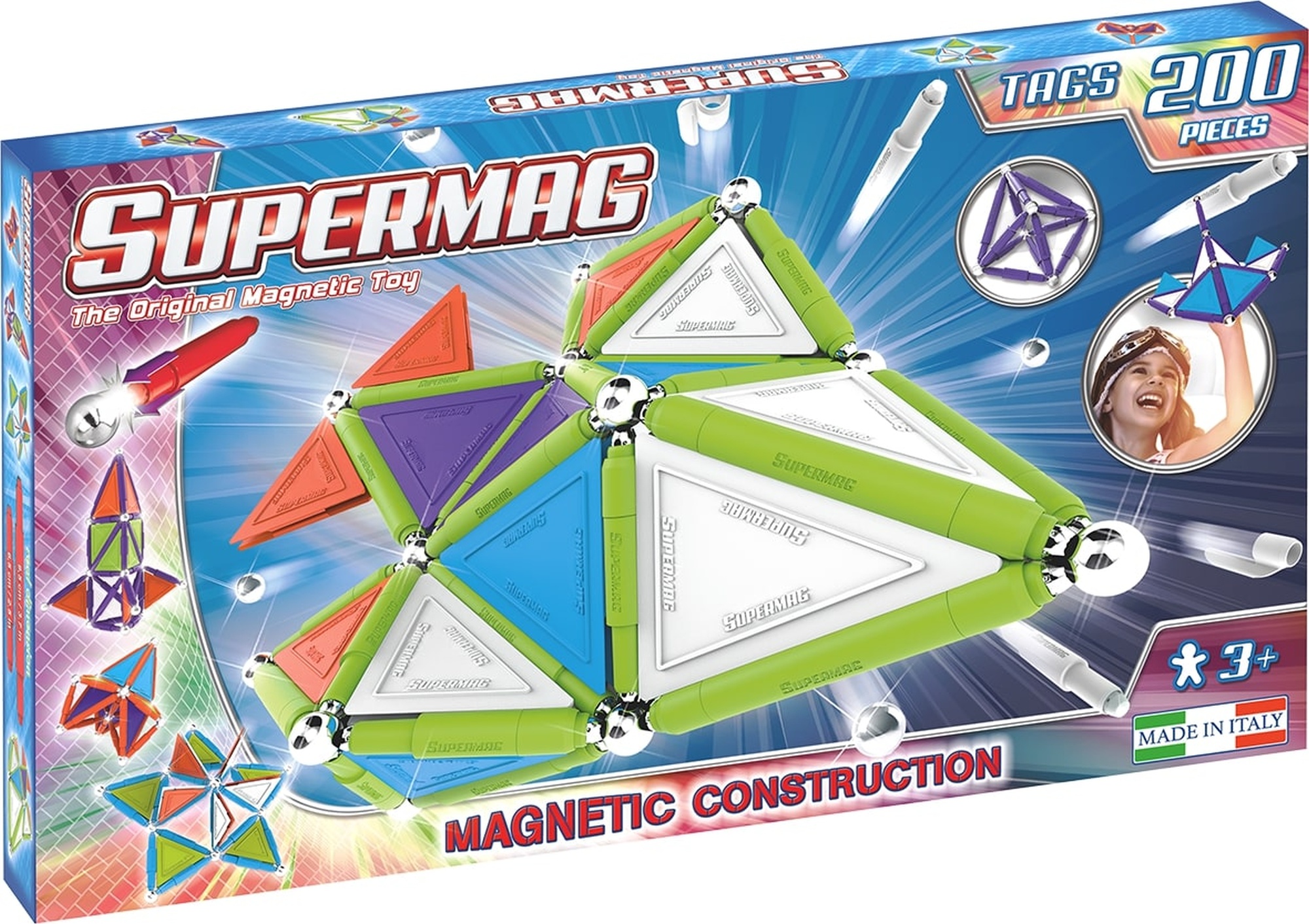 Set constructie magnetic 200 piese tags trendy supermag