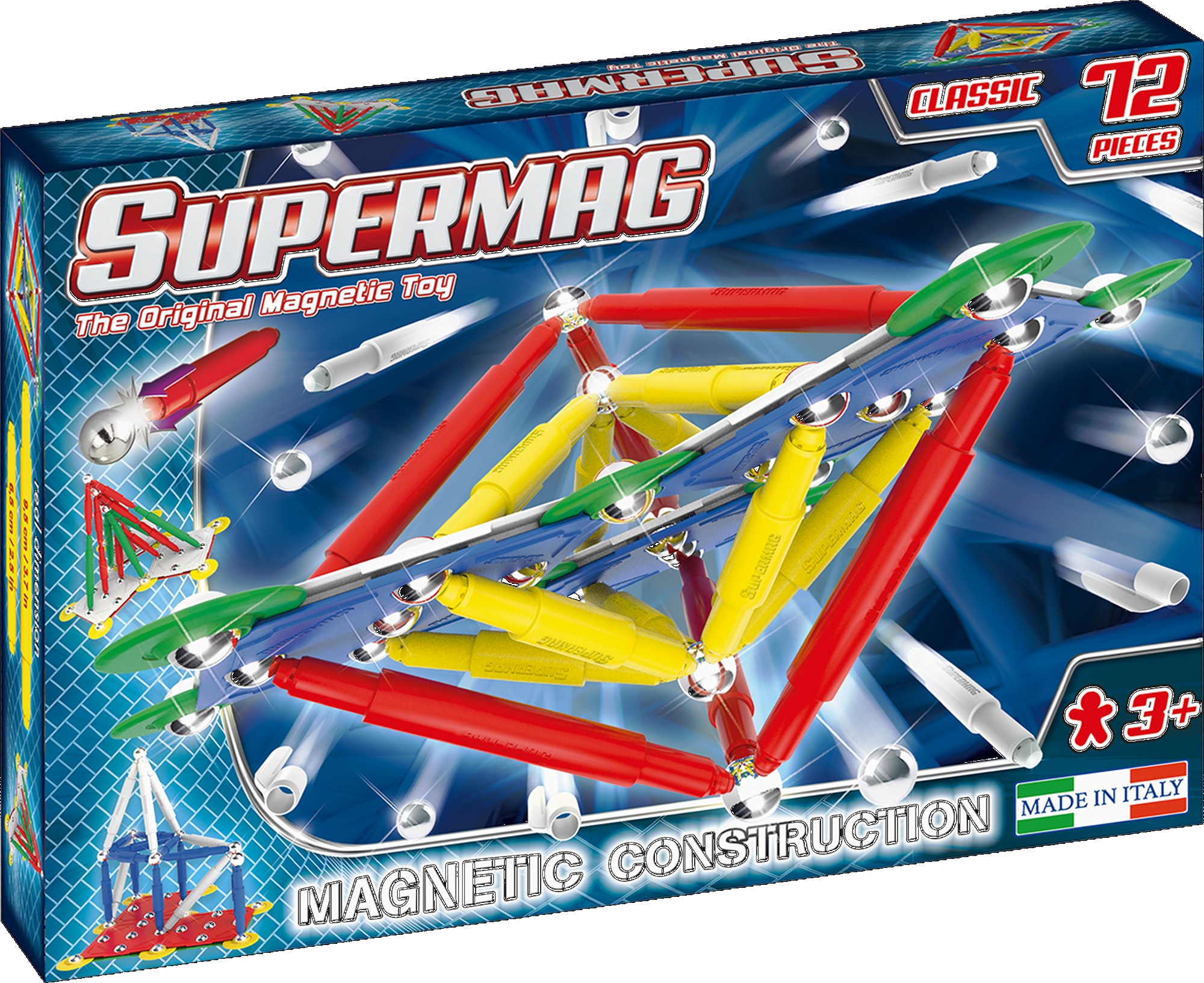 Set constructie magnetic 72 piese Classic Primary Supermag