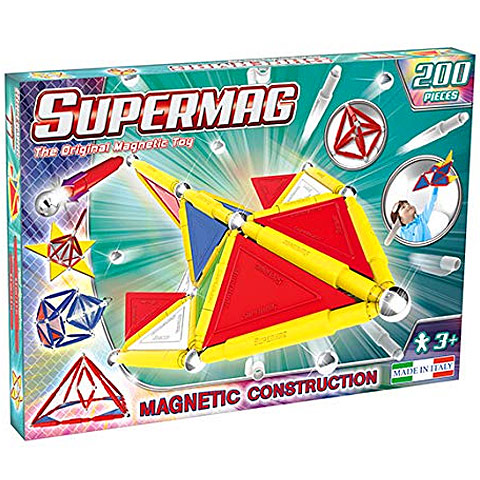 Set constructie magnetic 200 piese tags primary supermag