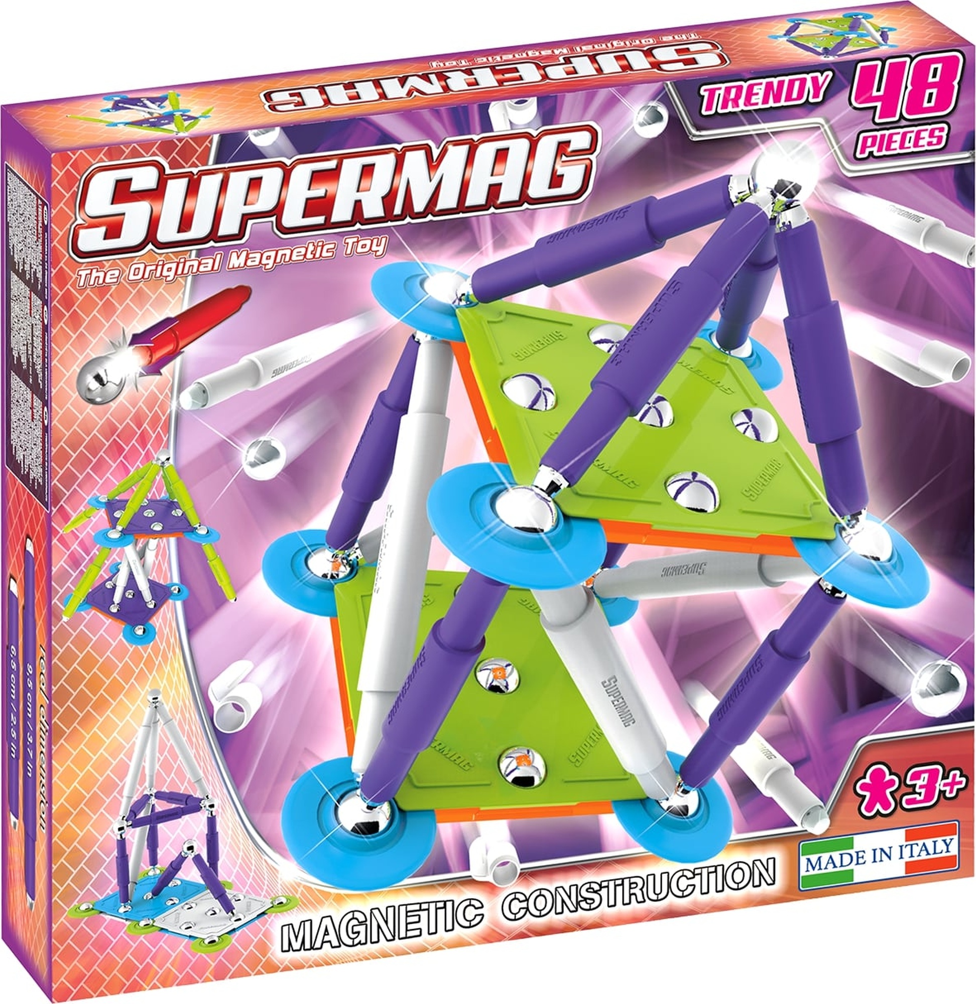 Set constructie magnetic 48 piese classic trendy supermag