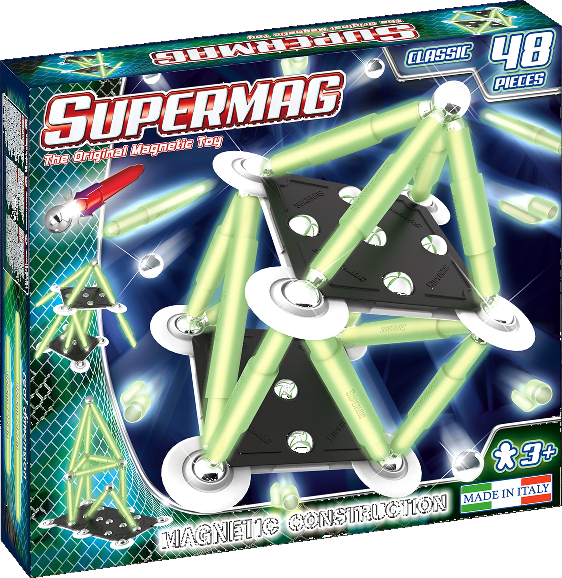 Set consctructie magnetic 48 piese classic glow supermag