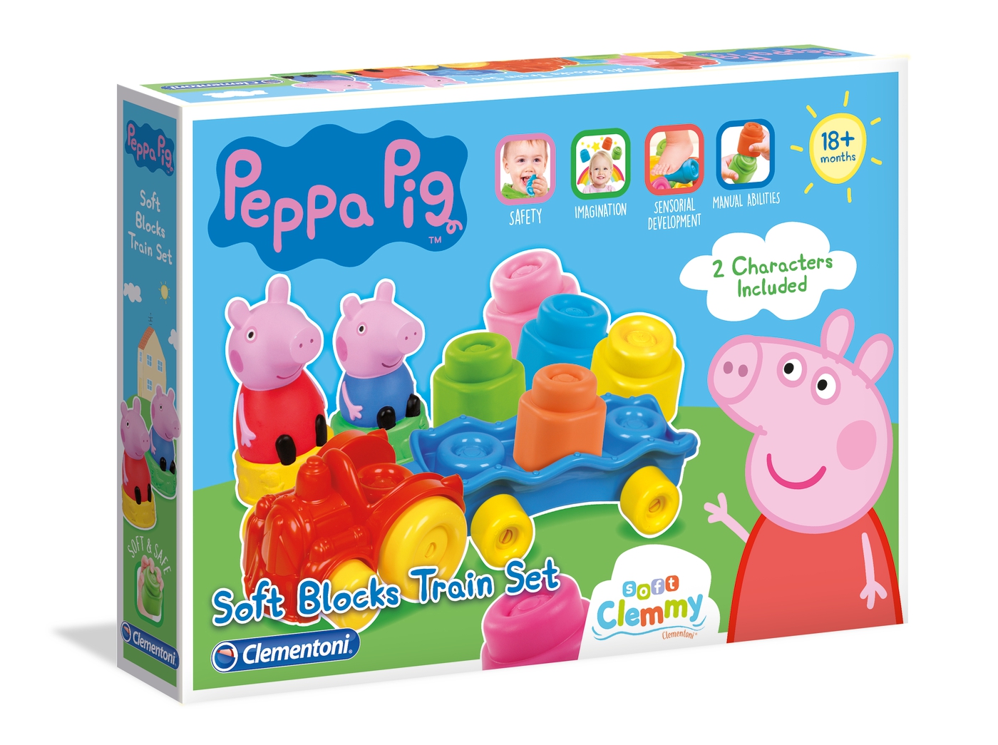 Tren cu cuburi soft Peppa Clementoni