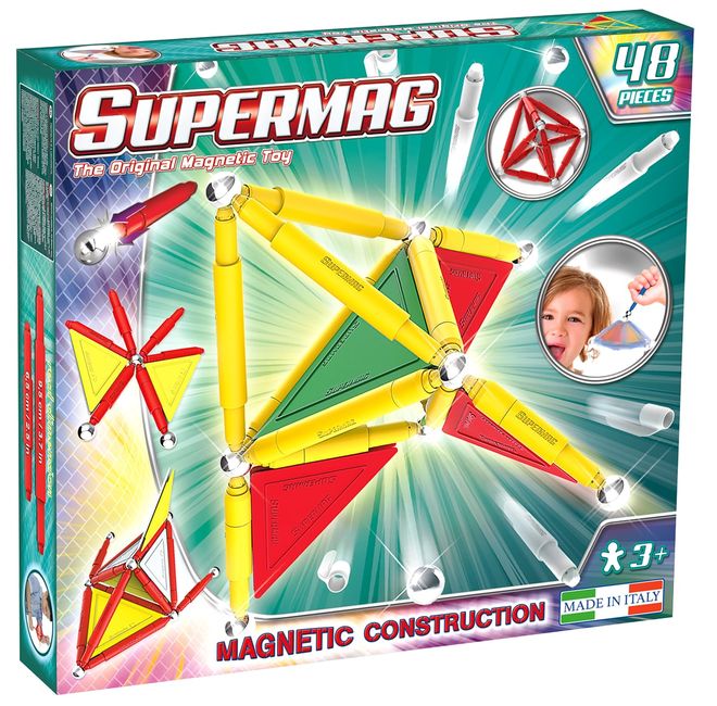 Set constructie magnetic Primary 48 piese Supermag