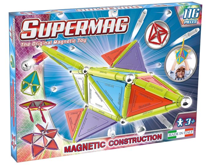 Set constructie magnetic Trendy 116 piese Supermag