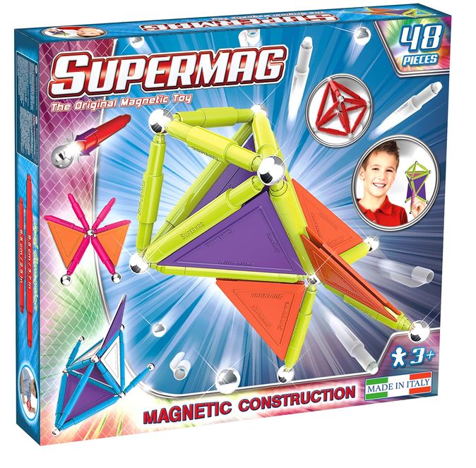 Set constructie magnetic trendy 48 piese supermag