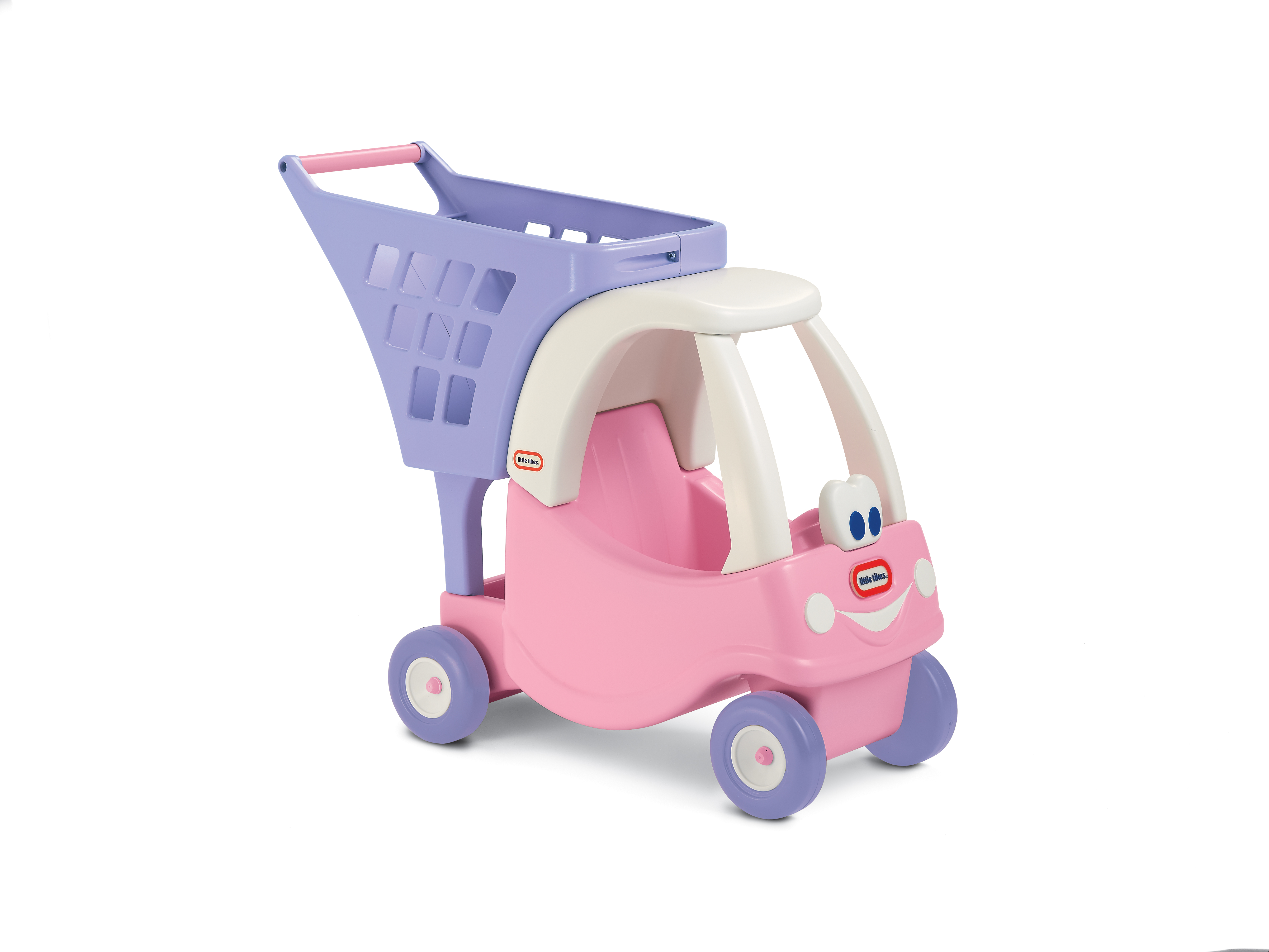 Masinuta roz cu cos de cumparaturi little tikes