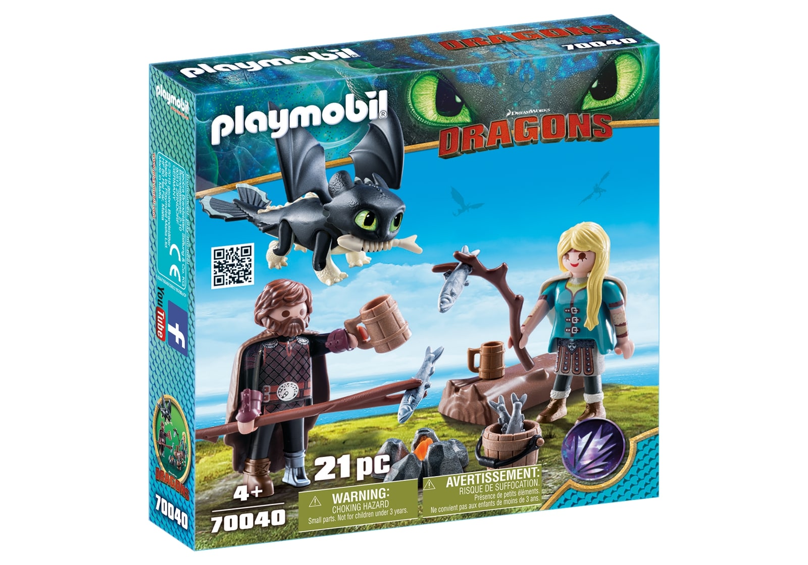 Hiccup, Astrid si pui de dragon Playmobil Dragons