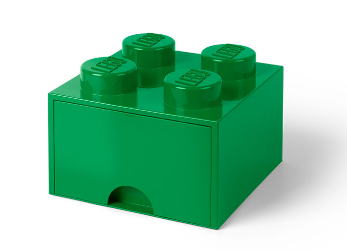 Cutie depozitare lego 2x2 cu sertar verde