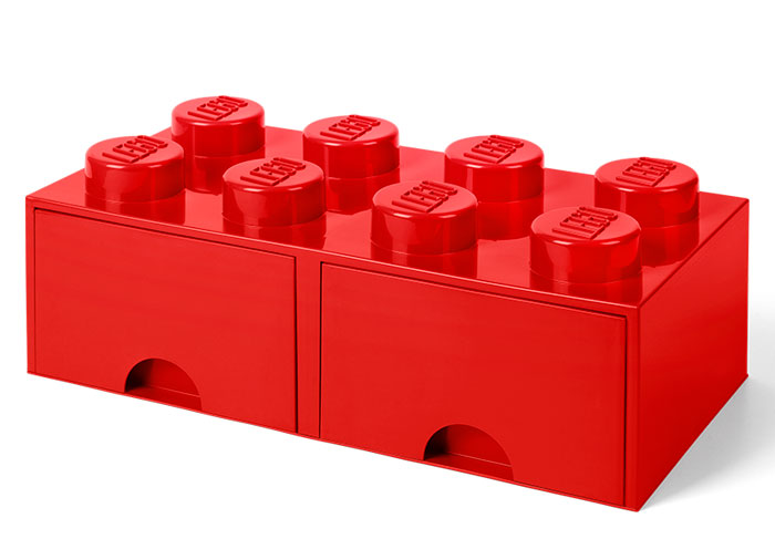 Cutie depozitare lego 2x4 cu sertare rosu