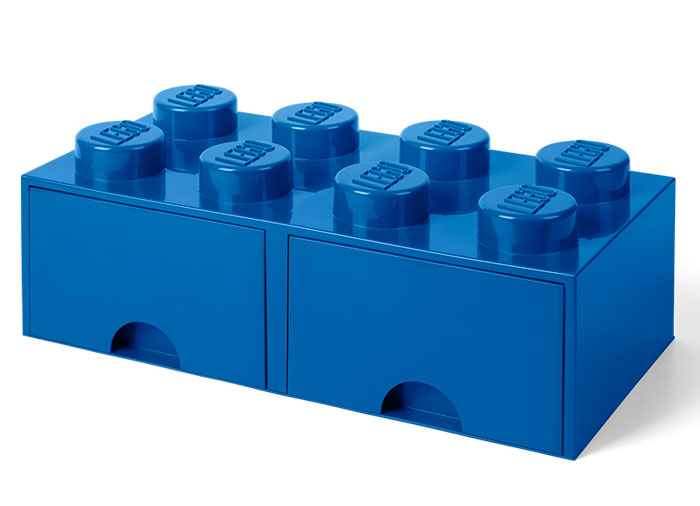 Cutie depozitare lego 2x4 cu sertare albastru