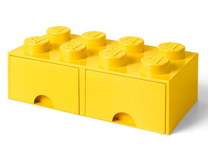 Cutie depozitare lego 2x4 cu sertare galben