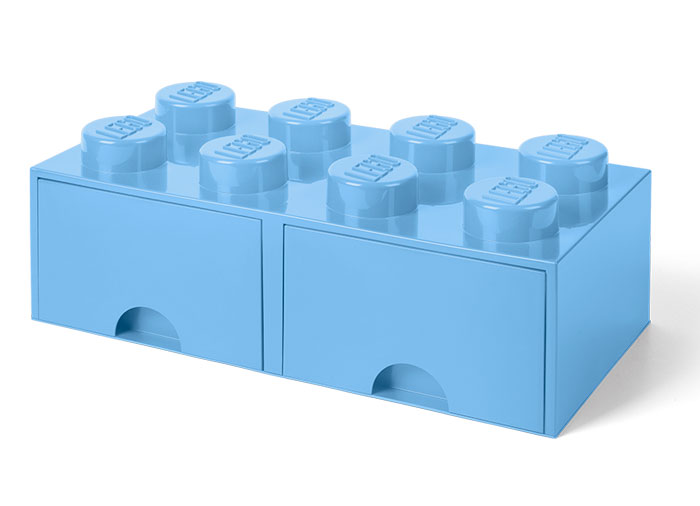 Cutie depozitare lego 2x4 cu sertare albastru deschis