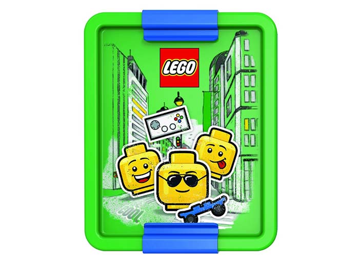 Cutie pentru sandwich lego iconic albastru verde
