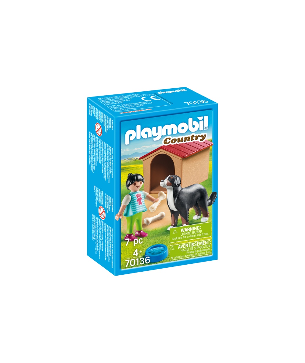 Fetita cu catel si cusca playmobil country
