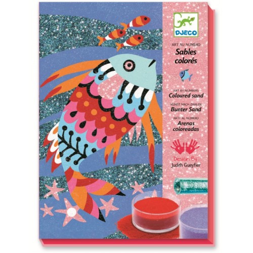 Joc creativ cu nisip colorat pesti stralucitori djeco