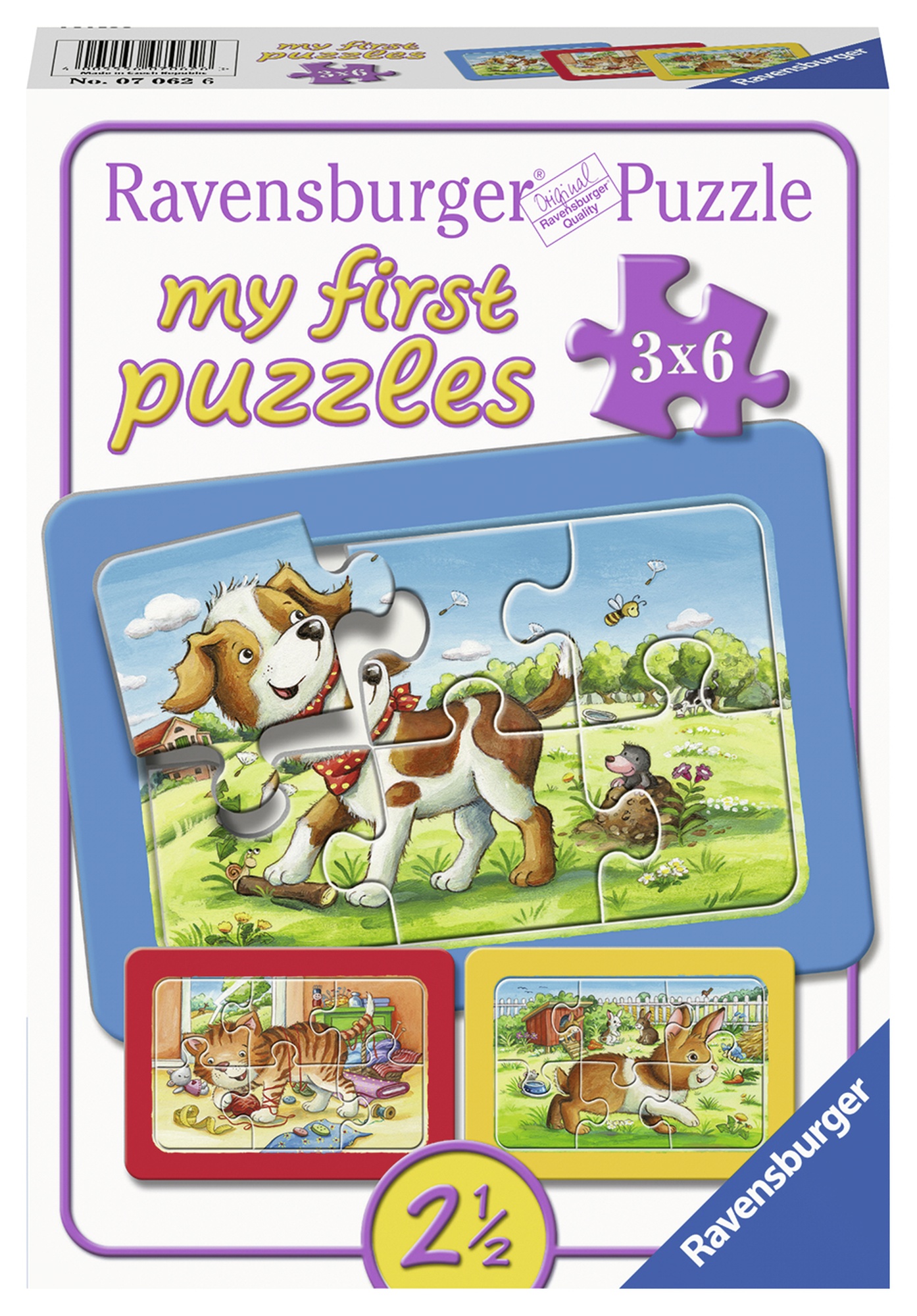 Puzzle animalute 3x6 piese ravensburger