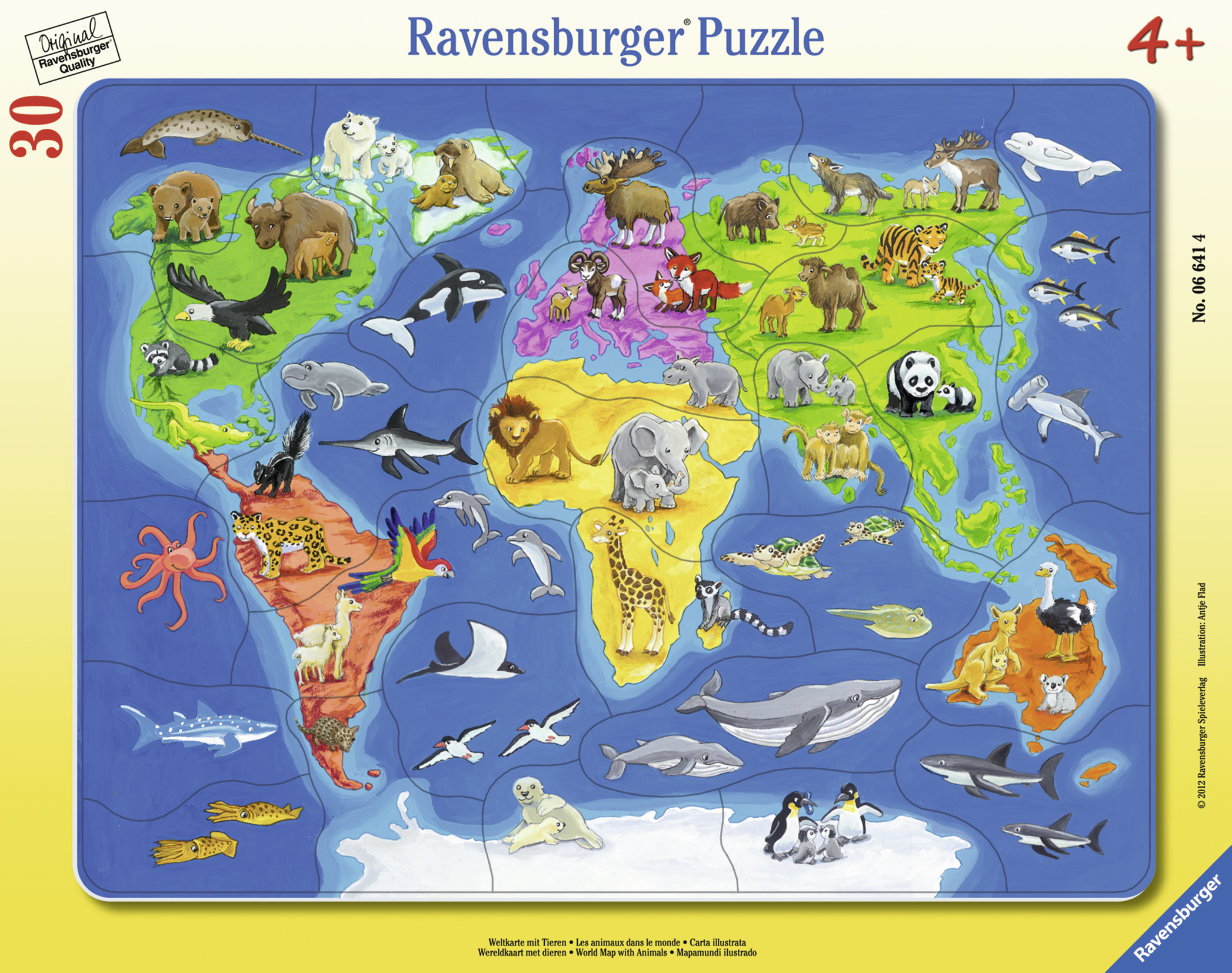 Puzzle harta lumii cu animale 30 piese Ravensburger