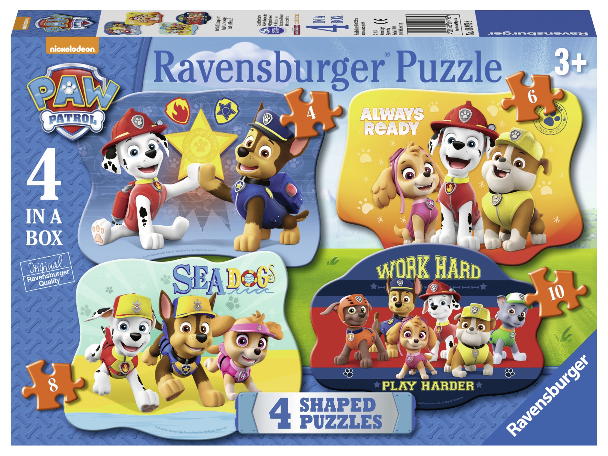 Puzzle paw patrol 4/6/8/10 piese ravensburger