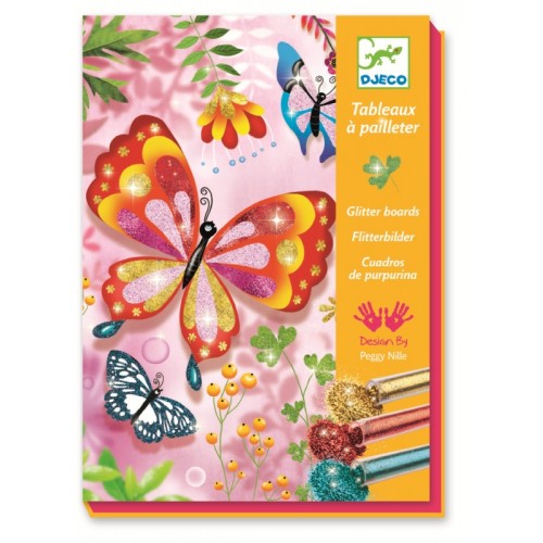 Joc creativ cu sclipici colorat fluturi djeco