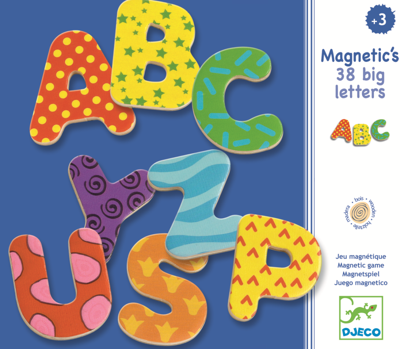 Litere magnetice colorate 38 piese djeco