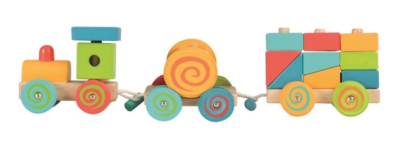 Trenulet cu cuburi lemn egmont toys