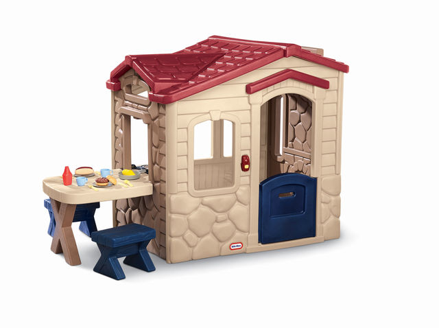 Casuta picnic cu terasa maro little tikes