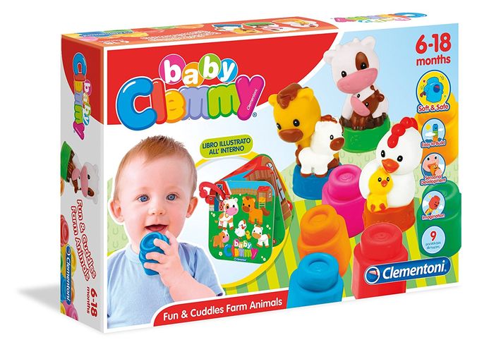 Carticica cu animale de la ferma si set joaca clementoni