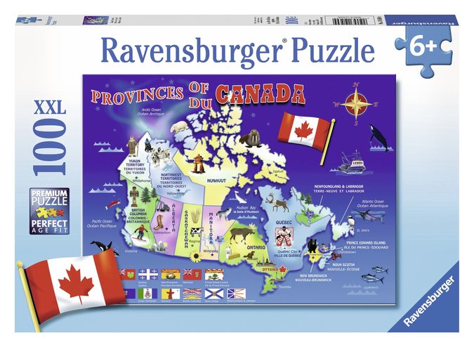 Puzzle harta Canadei 100 piese Ravensburger