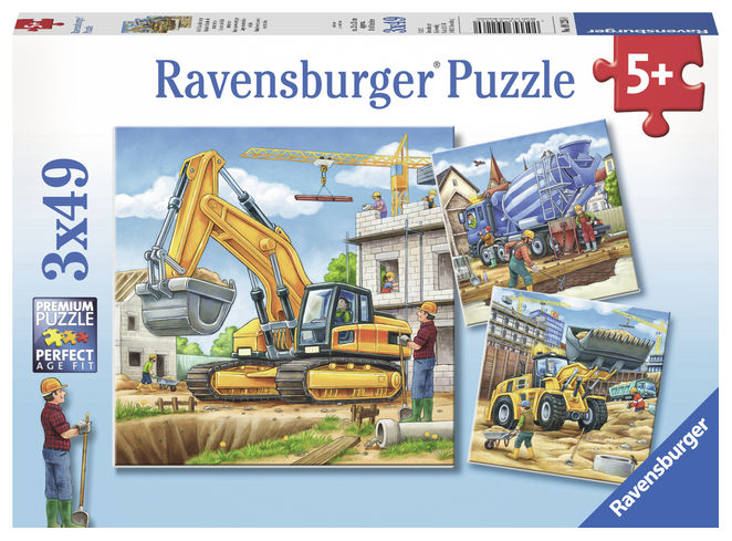 Puzzle vehicule constructii 3x49 piese ravensburger
