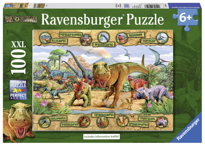 Puzzle dinozauri cu pui 100 piese ravensburger