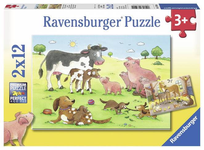 Puzzle familii animale 2X12 piese Ravensburger