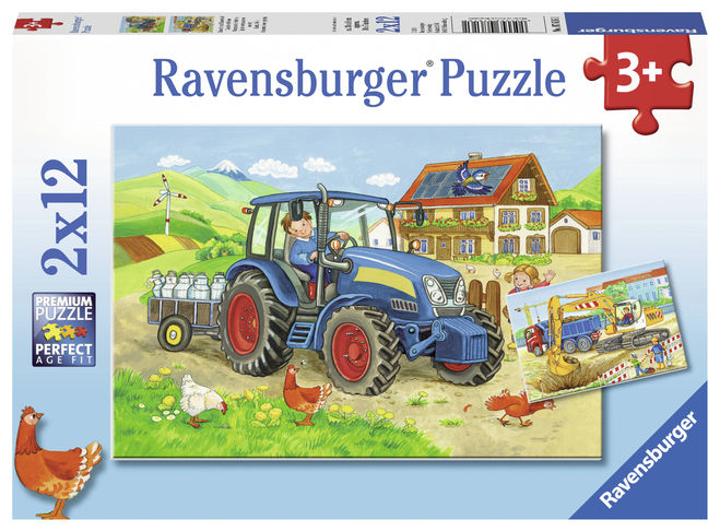 Puzzle tractor pe santier 2X12 piese Ravensburger